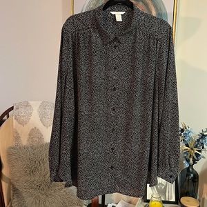 Navy Blue and white dots blouse XXL H&M